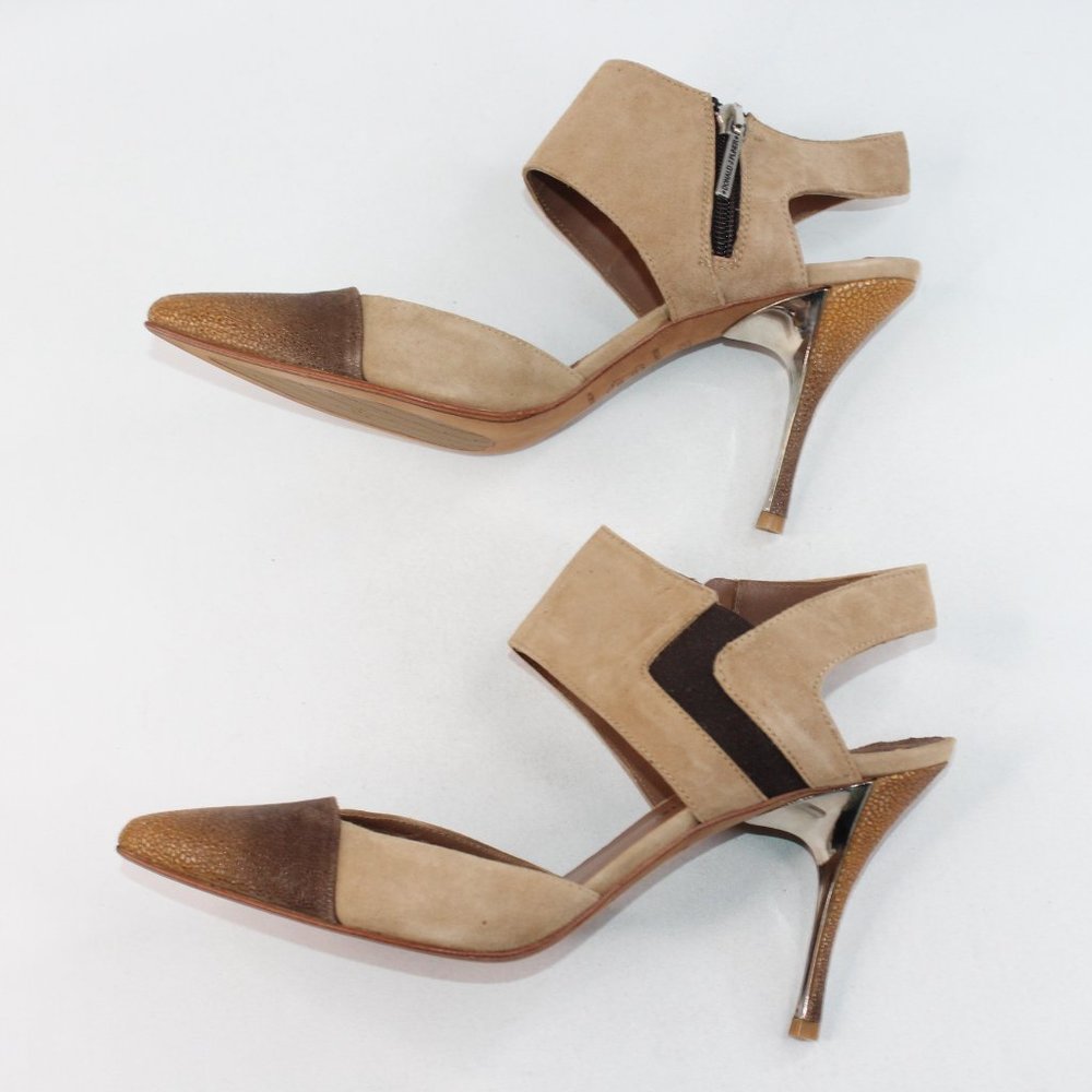 Donald J. Pliner Camel Brown Stingray Brava Stiletto Heels #130 - Picture 4 of 10
